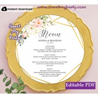 Geometric round menu card template,Floral round menu card template, (128)